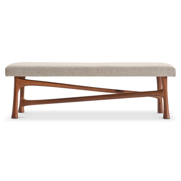Bernhardt Bernhardt Brasea Upholstered Wood Bench Sculptural Frame for Entryway or Bedroom 394504