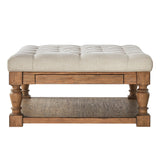 Homelegance By Top-Line Cadeo Baluster Pine Tufted Storage Ottoman Natural Pine