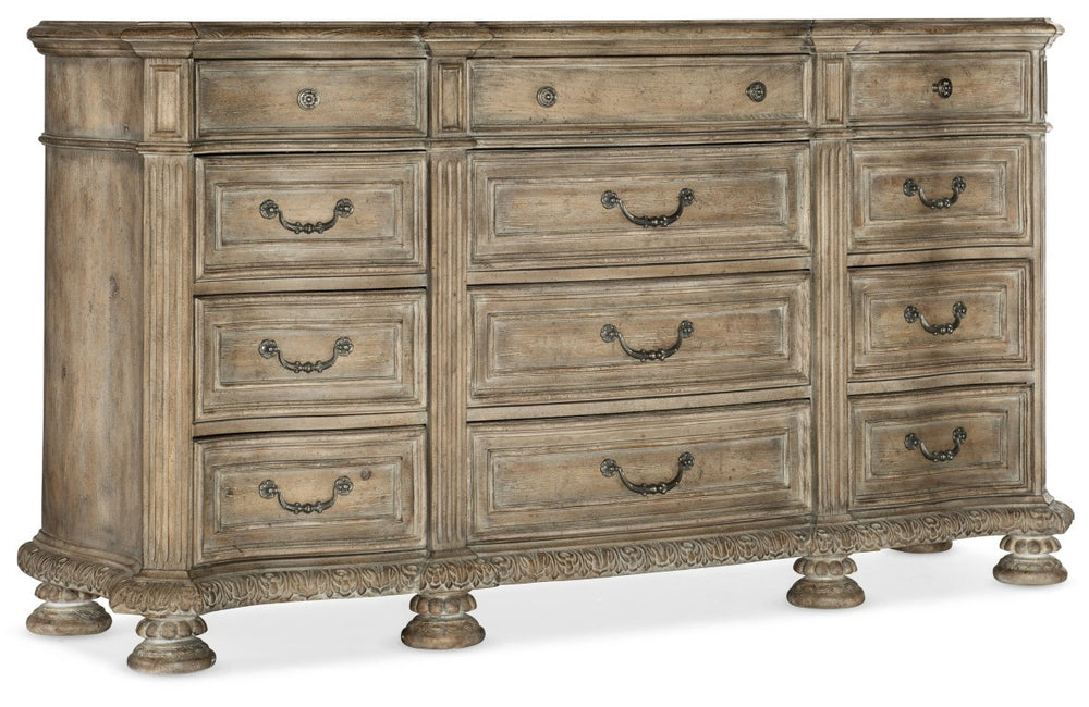 Hooker Furniture Castella Twelve-Drawer Dresser With Antique Slate Finish, Cedar-Lined Drawers & Jewelry-Style Hardware 5878-90002-80