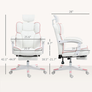 English Elm Modern Pu Leather Gaming Chair with Retractable Footrest and Ergonomic Reclining Support T3971P409366