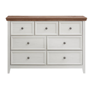 English Elm Modern 7 Drawers Cabinet with Smooth Glide Drawers, Metal Handles & Unique Feet—Slim Farmhouse Storage Tall Chest W2275P233489