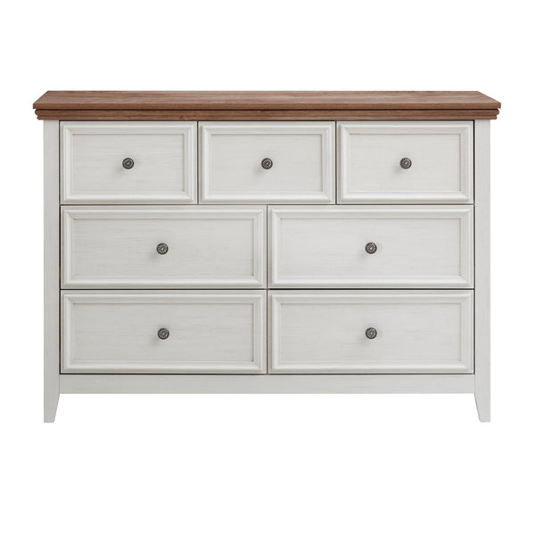 English Elm Modern 7 Drawers Cabinet with Smooth Glide Drawers, Metal Handles & Unique Feet—Slim Farmhouse Storage Tall Chest W2275P233489
