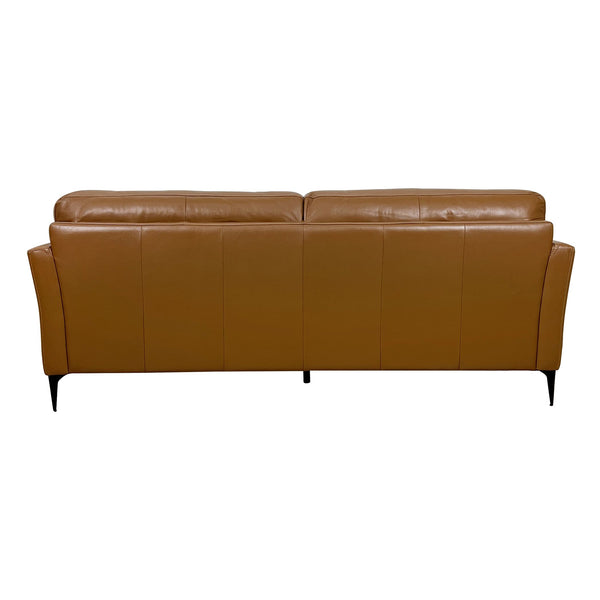 English Elm Tussio Genuine Leather Sofa Italian Crafted with Tight Back and Five Accent Pillows B2726P498539