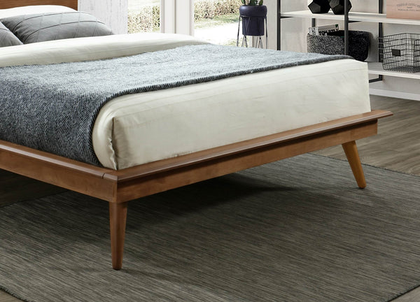 English Elm Modern platform bed with sleek minimalist silhouette, durable wood frame, no box spring needed, queen centerpiece Brown 81.5 L x 10.5 W x 9.5 H B011S00980
