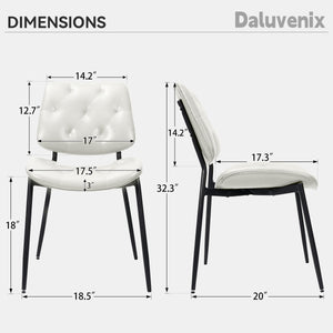 English Elm Dining Chairs Set Of 2 - Modern Pu Leather Upholstered Side Chairs For Comfort & Style In White T3950P394503
