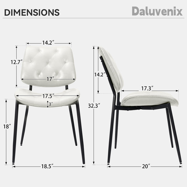 English Elm Dining Chairs Set Of 2 - Modern Pu Leather Upholstered Side Chairs For Comfort & Style In White T3950P394503