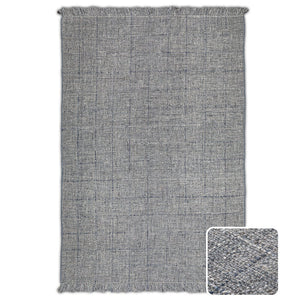English Elm Tenney Handwoven 6x9 Wool Area Rug in Grey & Blue with Hand-Knotted Fringe, Durable 0.3" Thickness B136P188397