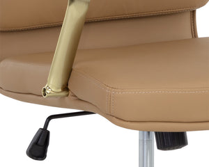 Sunpan Kleo Modern Office Chair with Gold Stainless Steel Frame and Luxurious Faux Leather for Comfort Tan