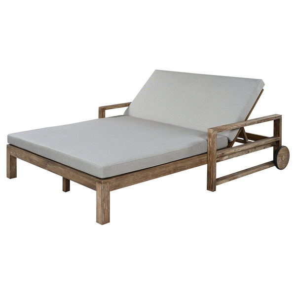 English Elm Trexm Solid Acacia Outdoor Daybed Farmhouse Slatted Frame with Adjustable Backrest TM000011AAE