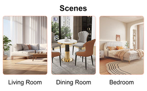 English Elm Modern wood-color MDF circular coffee table with tempered glass top, easy assembly, versatile style W1151P146796