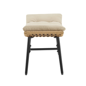 English Elm Benson 3-Piece Lounge Set Cream – Weatherproof PE Rattan, Tufted Cushions, Tempered Glass Table B365P397651