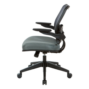 OSP Home Furnishings Deluxe Mesh Back Office Chair with Lumbar Support Synchro Tilt and Padded Arm Rests Grey 13-37N1P3-2M