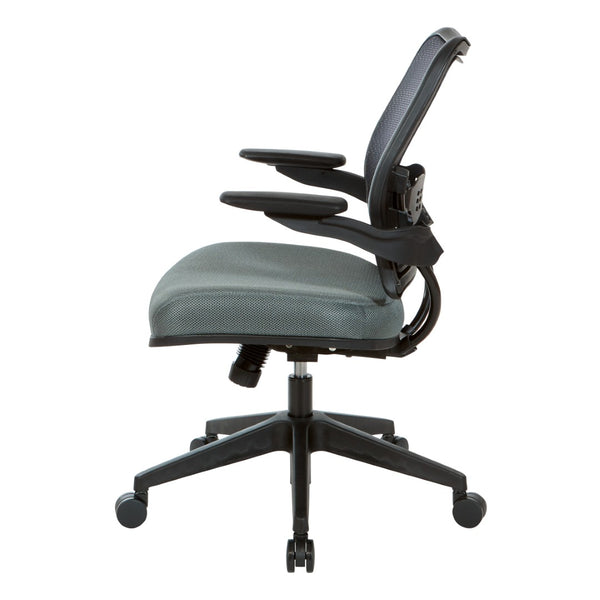 OSP Home Furnishings Deluxe Mesh Back Office Chair with Lumbar Support Synchro Tilt and Padded Arm Rests Grey 13-37N1P3-2M