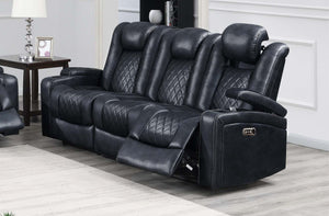English Elm Modern Leatherette Power Reclining Sofa with Storage Cup Holders Adjustable Headrests B011P467545
