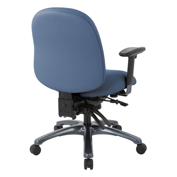 OSP Home Furnishings Multi-function Ergonomic Mid Back Office Chair with Lumbar Support and Titanium Base Blue 8512-R105