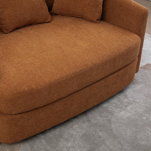 English Elm 56.3'' Oversized Barrel Lounger Chenille Cuddle Chair with Pocket Spring Deep Seat Orange W3118S00036