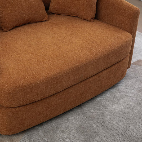 English Elm 56.3'' Oversized Barrel Lounger Chenille Cuddle Chair with Pocket Spring Deep Seat Orange W3118S00036