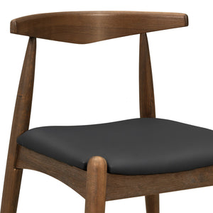 English Elm [video] 5-piece Mid-century Dining Set Rubberwood Frame Faux Leather Ergonomic Chairs Walnut+Black N759S006011B