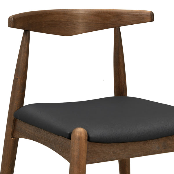 English Elm [video] Rubberwood Dining Chairs Set of 2 Faux Leather Ergonomic Retro Splayed Leg Design Walnut+Black N759P386879B