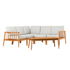 Circa Modern Contemporary Modern Outdoor Spindle Style 6 Piece Sectional - Natural