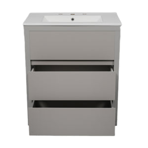 English Elm Christopher Knight Home® - 60" Double Sinks Bathroom Vanity Set with Two Ceramic Basins, Soft-Close Drawers, Sleek Handle-Free Design Gray N817P280550G