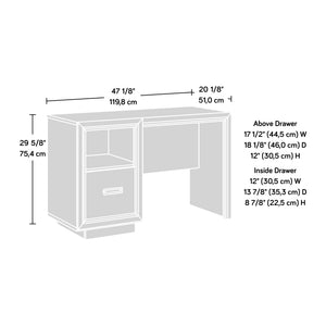 English Elm Desk, Space-Saving Medium Grey Finish With Storage Drawer & Cable Management For Home Office Use B356P354414