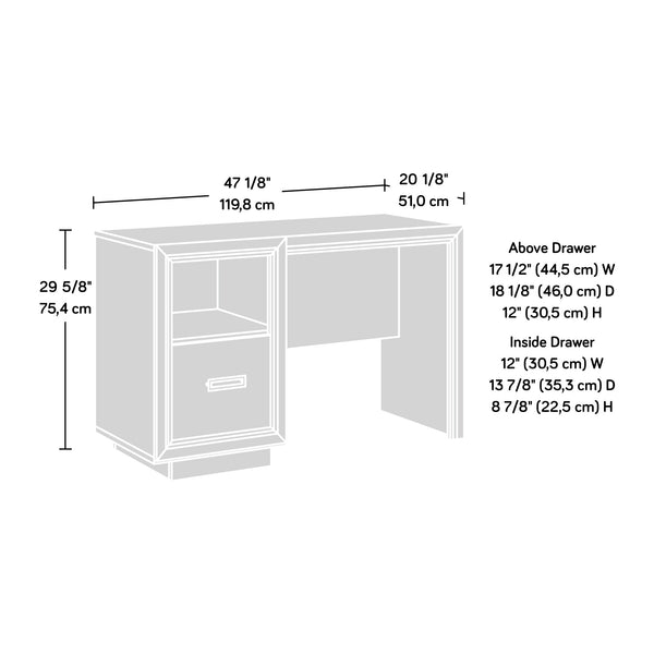 English Elm Desk, Space-Saving Medium Grey Finish With Storage Drawer & Cable Management For Home Office Use B356P354414
