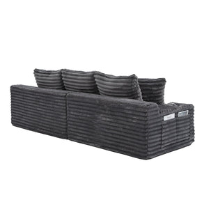 English Elm Oversized Corduroy Cloud Couch Convertible Sleeper Sofa with Memory Foam Seating Dark Gray W395S00117