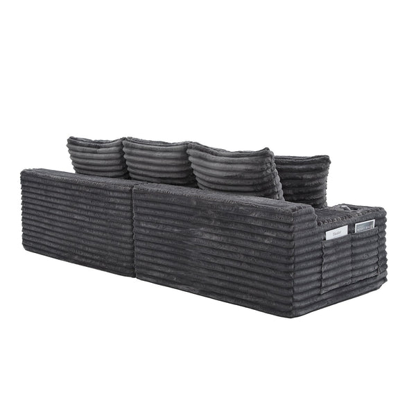 English Elm Oversized Corduroy Cloud Couch Convertible Sleeper Sofa with Memory Foam Seating Dark Gray W395S00117