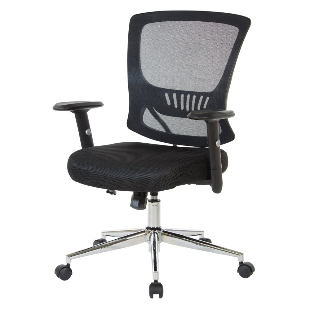 OSP Home Furnishings Mesh Task Chair with Lumbar Support Breathable Seat and Ergonomic Arms for Home Office EM91027C-3