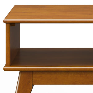 English Elm Draper Teak Lift-Top Coffee Table with Storage — Solid Rubberwood, Mid-Century Tapered Legs, 48" B136P203442