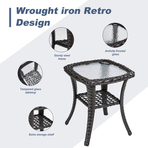 English Elm Tl Outdoor Swivel Lounge Chair Set with Side Table Pe Rattan Patio Seating W5382S00007