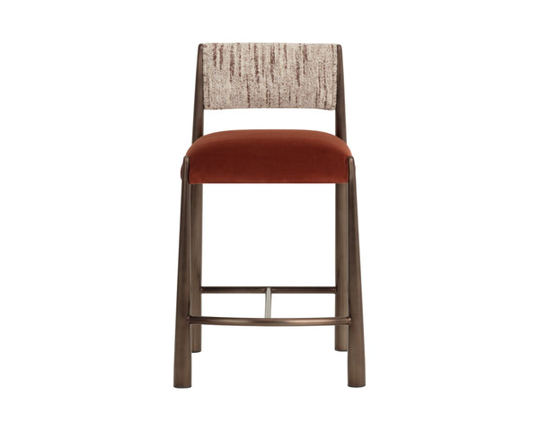 Sunpan BAYARD Counter Stool - Stylish Two-Tone Upholstery with Dark Bronze Legs for Modern Interiors 112803