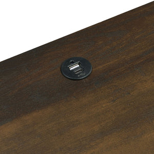 English Elm Geary Dark Pine 2-Drawer Nightstand with LED Lighting, Dual Outlet & USB-A/C Charging Ports for Bedsides B062P375559