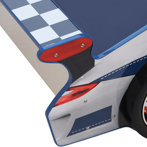 English Elm Hero Patrol Twin Police Car Bed with LED Headlights, Kid-Friendly MDF Frame, Guardrail & Sturdy Slats W2237S00016