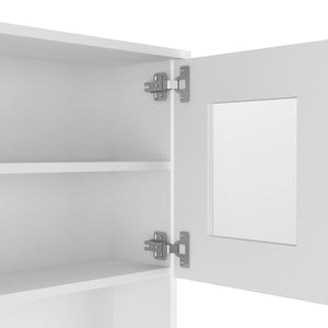 English Elm Capienza 66" White Pantry Cabinet with Double Top Doors, Drawer, Two Shelves & Three Side Racks B20091899