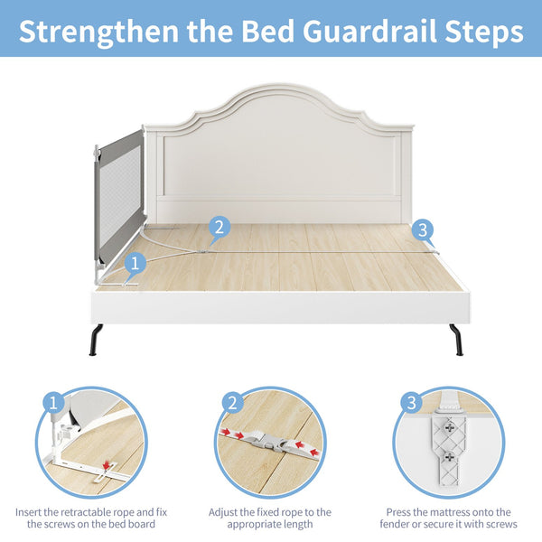 English Elm Bed Rail For Toddlers - Safe, Detachable Guard For Queen & Full Beds - Breathable Mesh & Durable Design T3210P305486