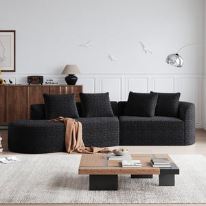 English Elm Modern Oversized Chenille Sectional Sofa - 112-Inch Curved Cloud Couch With 4 Pillows For Cozy Living W834P323319