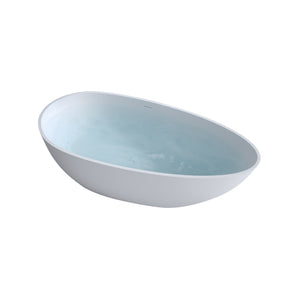 English Elm 59'' Freestanding Resin Stone Soaking Tub Sculptural Matte Finish with Overflow Drain W2753P191227