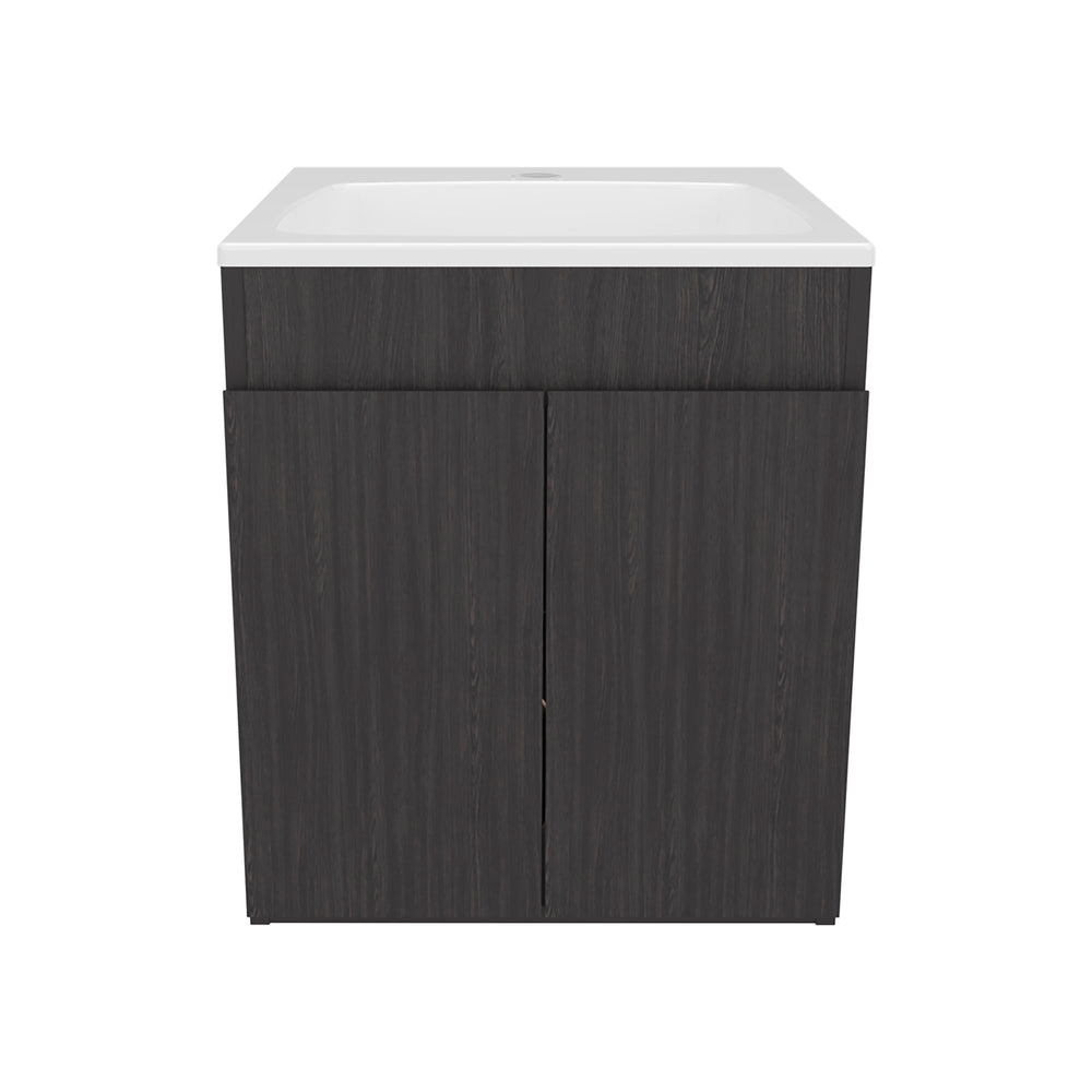 English Elm Bathroom Vanity 45 Meka Black – Compact MDF Unit with Two Drawers, Open Shelf, Modern Durable Storage B070P316864
