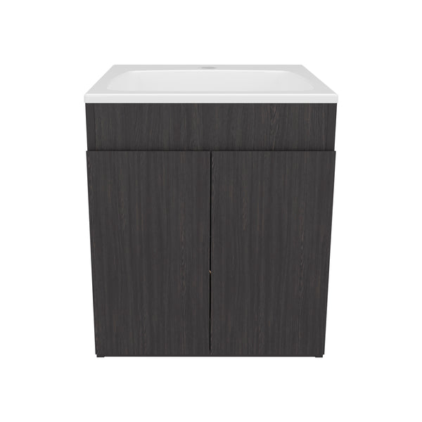 English Elm Bathroom Vanity 45 Meka Black – Compact MDF Unit with Two Drawers, Open Shelf, Modern Durable Storage B070P316864