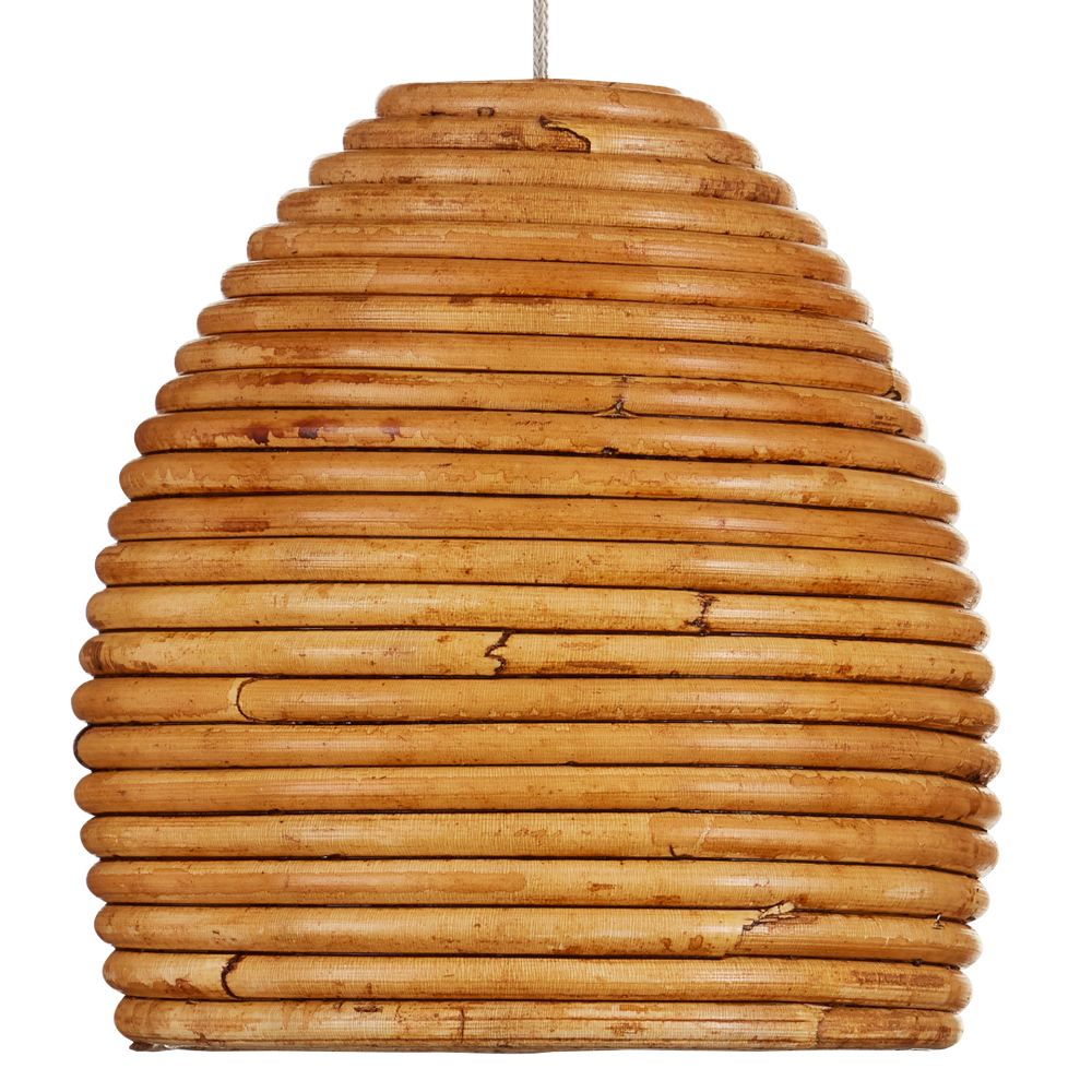 Beehive 15-Light Multi-Drop Pendant with Rattan Shades and Silver Canopy for Elegant Indoor Lighting