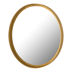 English Elm Winchester Round Antique Brass Wall Mirror Sculptural Metal Frame for Any Room B2769P498435