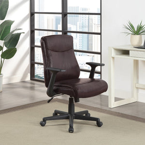 OSP Home Furnishings Mid Back Faux Leather Manager Chair with Lumbar Support and Pneumatic Height Adjust Chocolate FL91201-U2