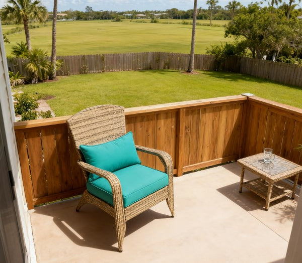 English Elm Soft Cushioned Wicker Adirondack Patio Chair with Tall Curved Back and Wide Armrests T3971P417331