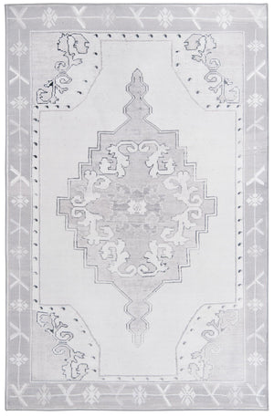 Unique Loom Timeless Thomas Machine Made Medallion Rug White Gray, Black/Ivory/Gray 5' 1" x 8' 0"