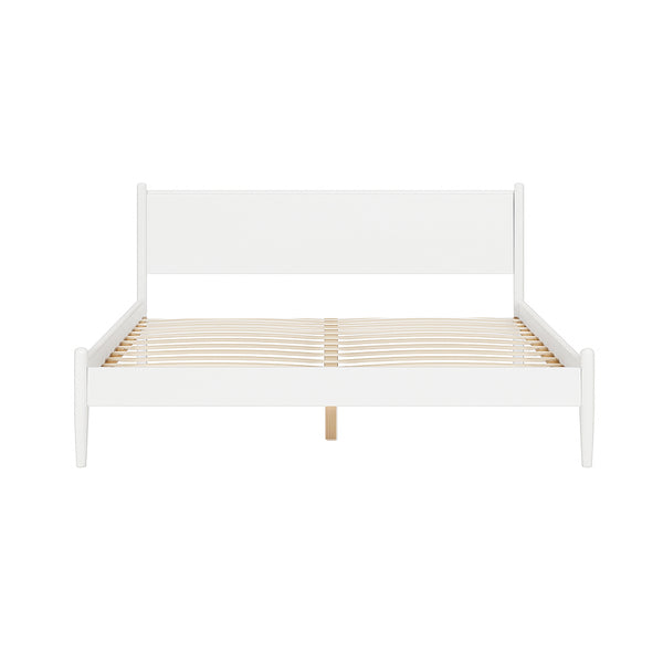 English Elm Mid-Century California King Wooden Platform Bed - Stylish White Finish, Durable Design & Comfort B016S00032