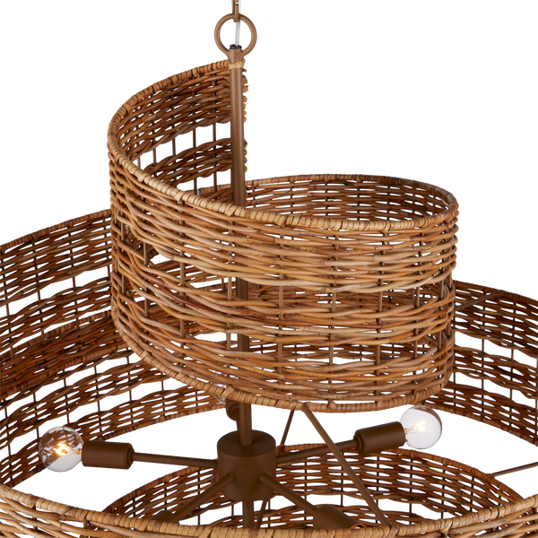 Saisei Chandelier: A Stunning Rattan and Wrought Iron Design Inspired by Cosmic Regeneration Artistry