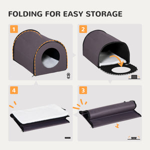 English Elm Pawhut Insulated Dome Cat Shelter Heated Fleece Bed Waterproof Winter Pet House W2225P249718