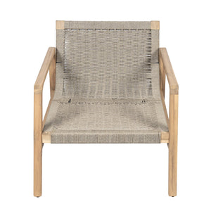 English Elm Outdoor Acacia Wood Rope Club Chair with Cushion for Coastal Patio Comfort N772P415592T